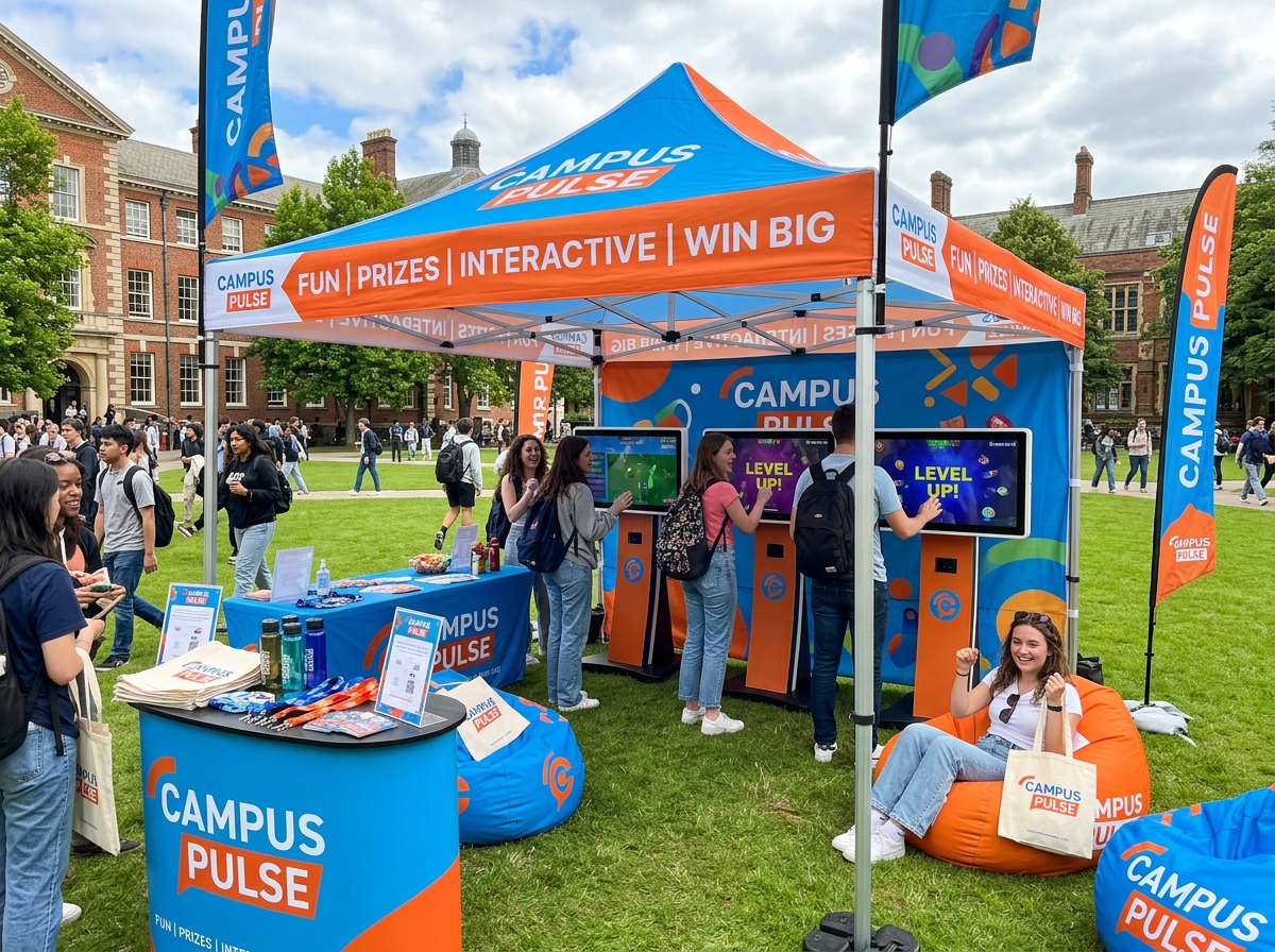 Outdoor branded gazebo canopy setup
