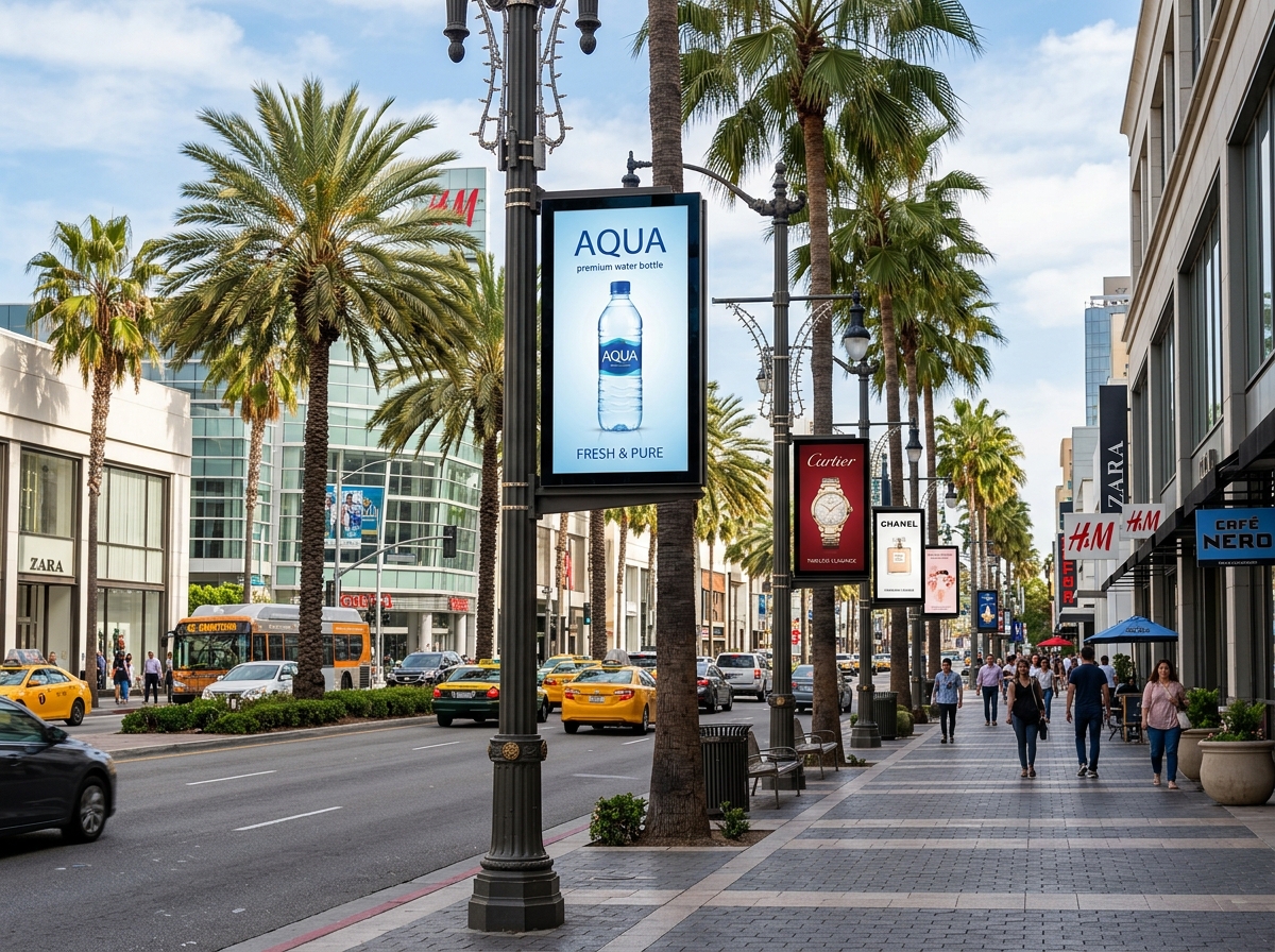 Sequential boulevard street pole kiosks branding