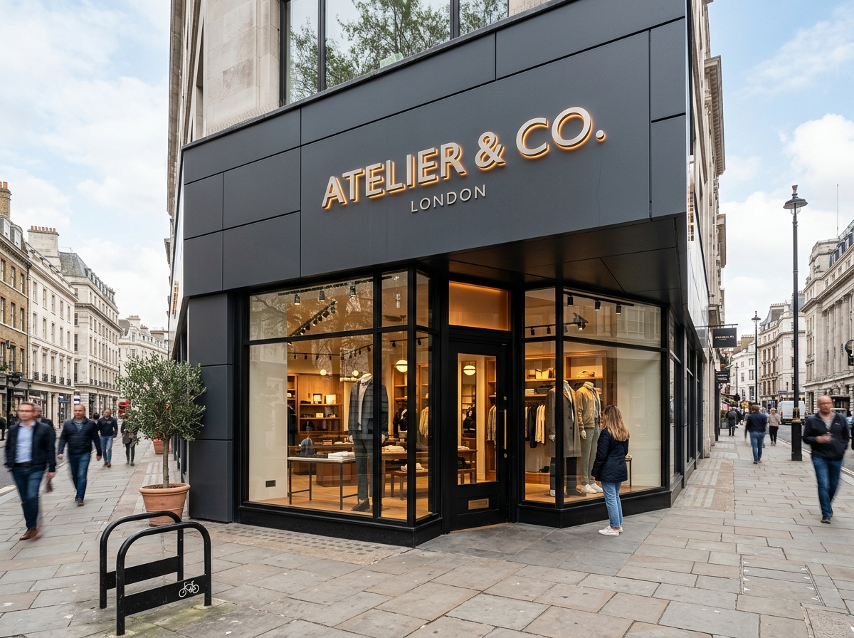 Retail storefront ACP clad fascia and halo signage